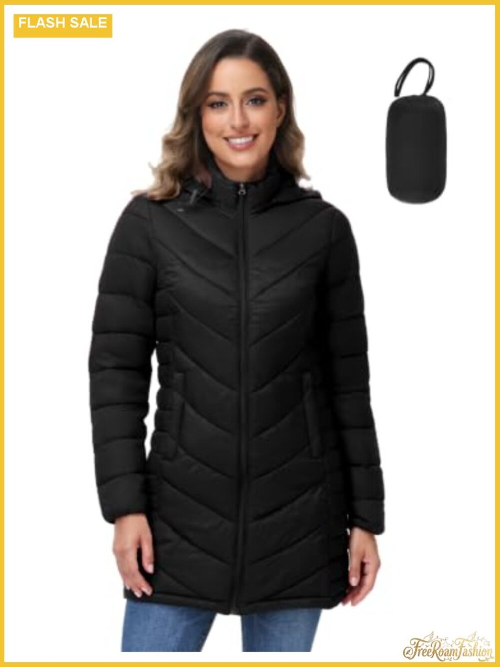 Packable Puffer Jacket Lightweight Quilted Hooded Winter Coat